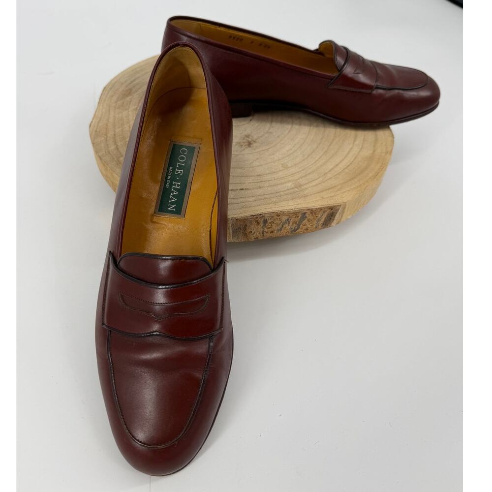 Cole Haan Made in Italy Mens Loafers Leather Slip On Dress Shoes Brown Size 9